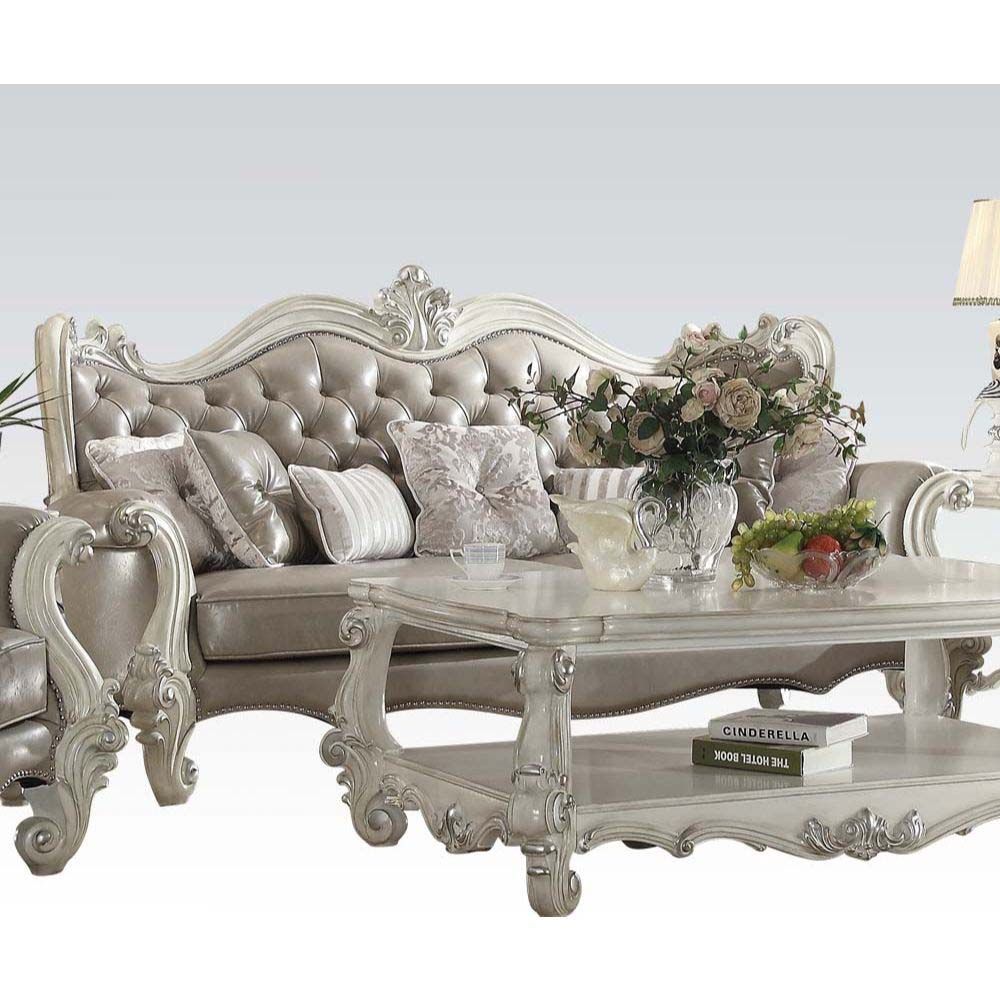 ACME Versailles Collection Luxury 4-Piece Living Room Set, Including Sofa, Loveseat, Chair and Coffee Table, Bone White
