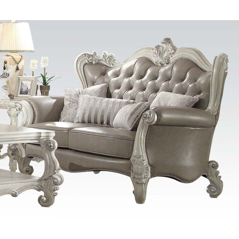 ACME Versailles Collection Luxury 4-Piece Living Room Set, Including Sofa, Loveseat, Chair and Coffee Table, Bone White