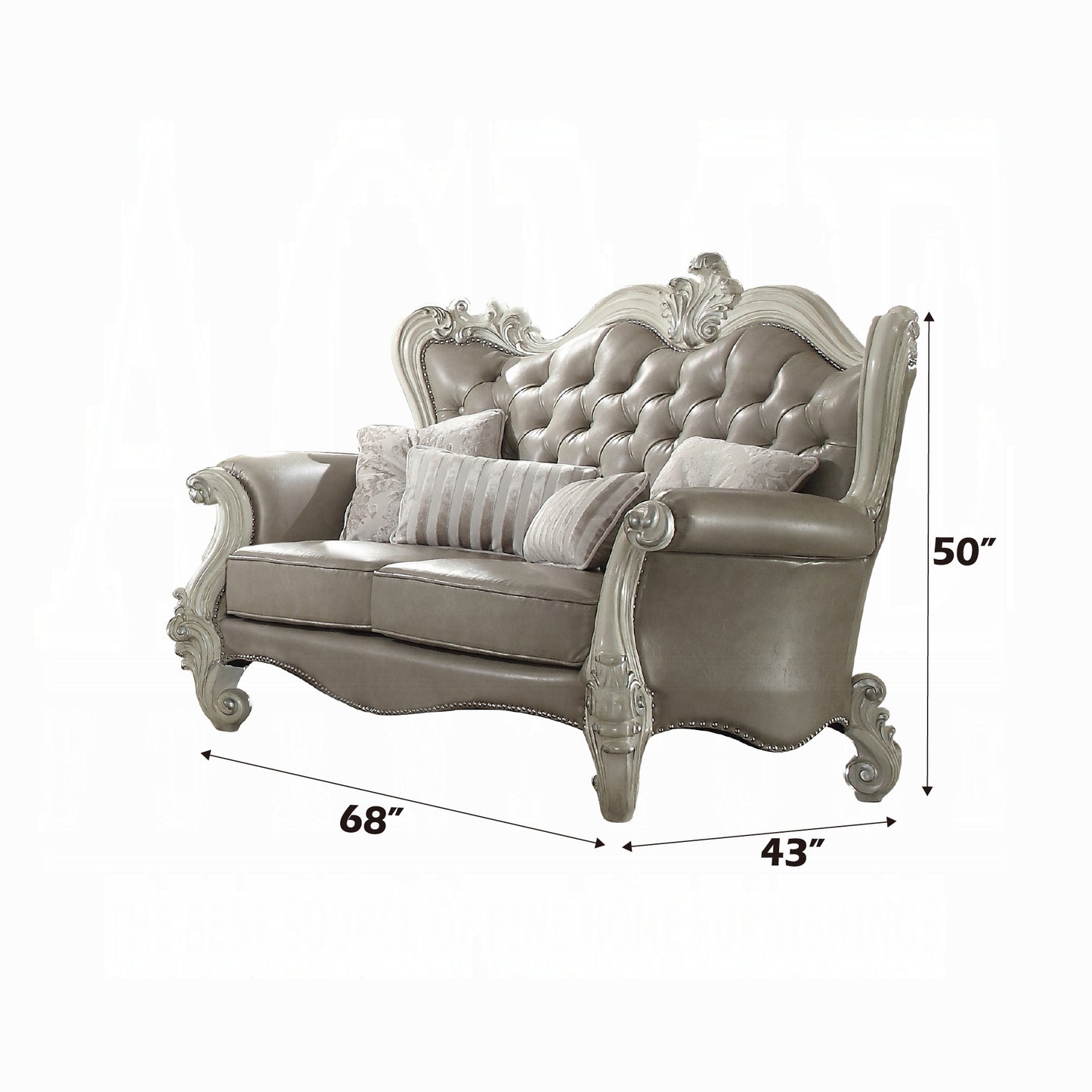 ACME Versailles Collection Luxury 4-Piece Living Room Set, Including Sofa, Loveseat, Chair and Coffee Table, Bone White