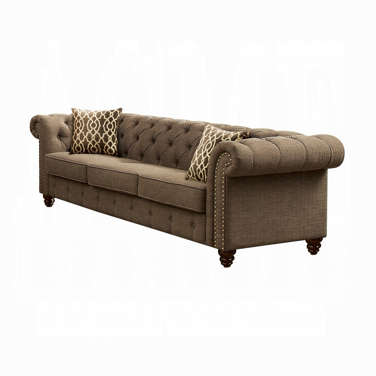 ACME Aurelia Colletion 3-Piece Living Room Set Include Sofa, Loveseat and Chair, Brown Linen