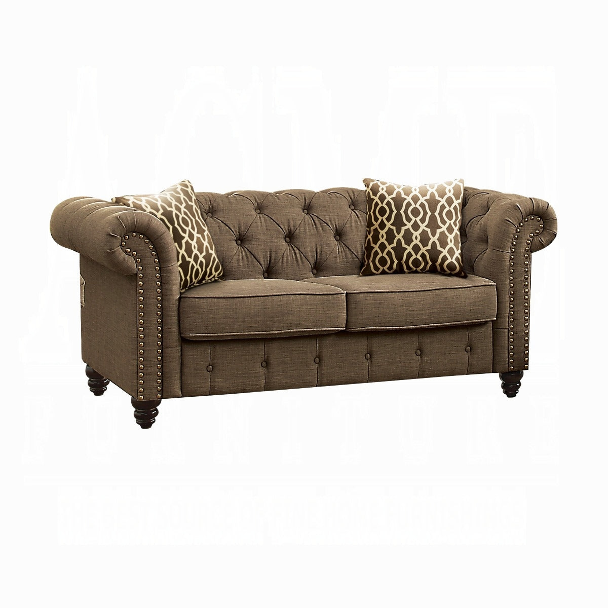 ACME Aurelia Colletion 3-Piece Living Room Set Include Sofa, Loveseat and Chair, Brown Linen