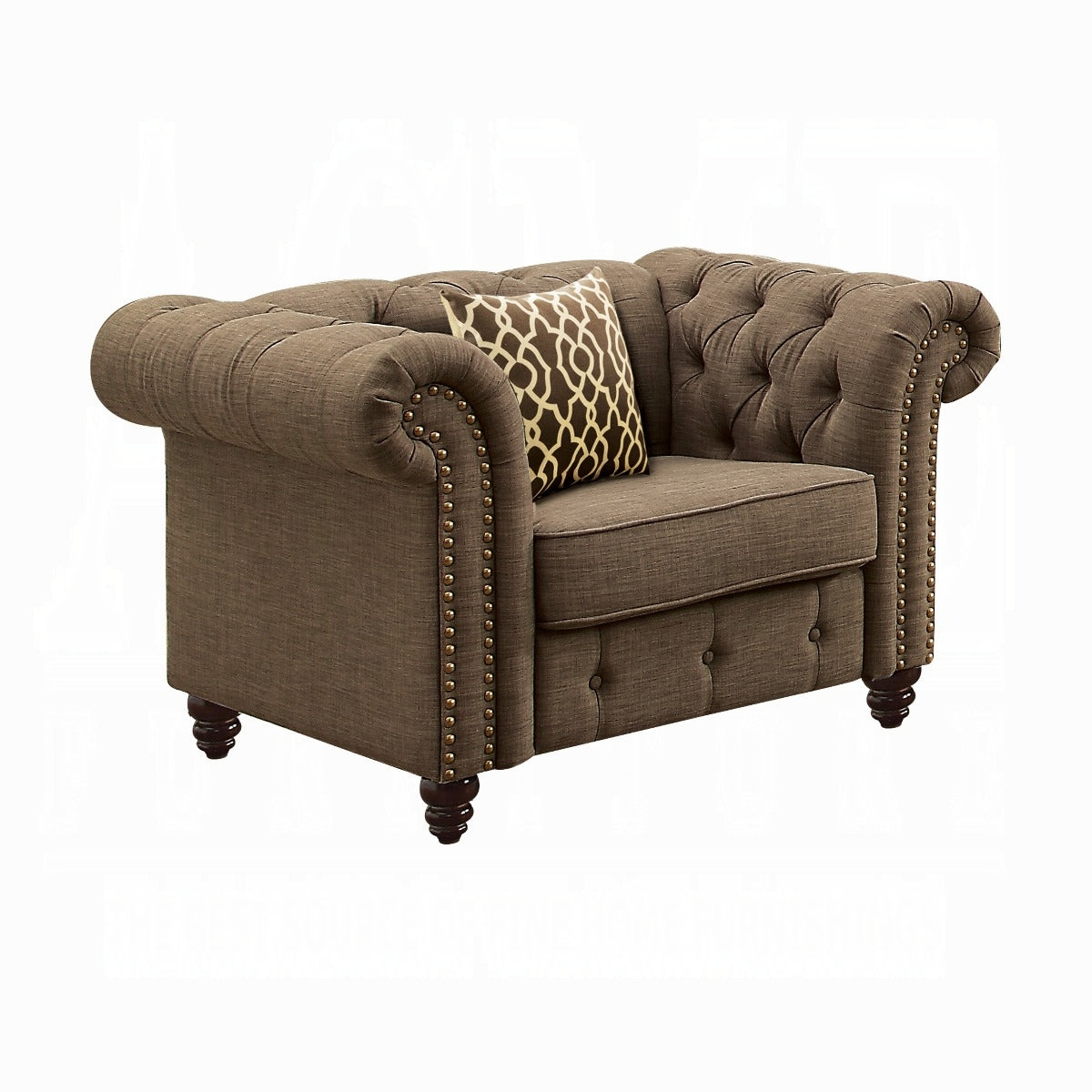 ACME Aurelia Colletion 3-Piece Living Room Set Include Sofa, Loveseat and Chair, Brown Linen