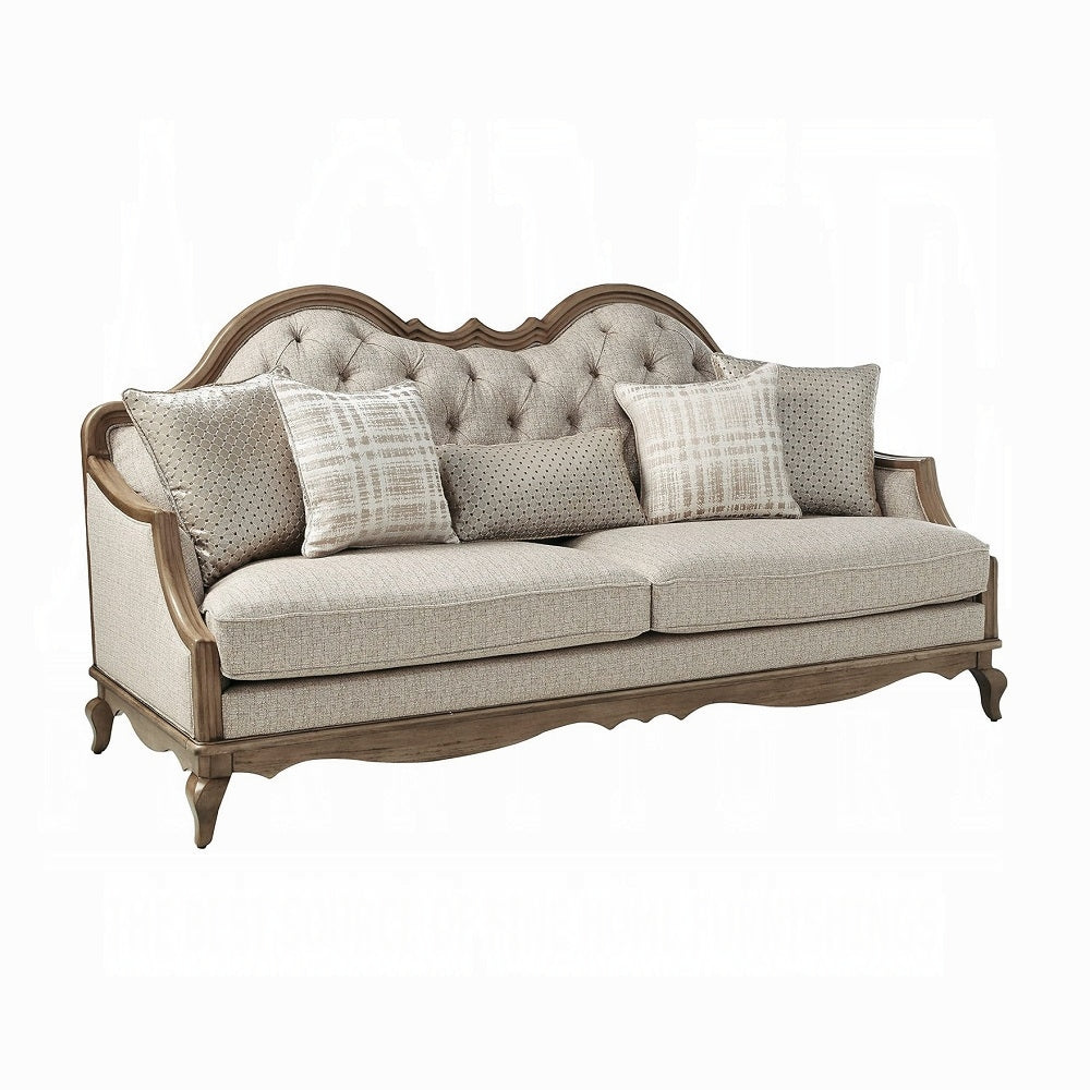 ACME Chelmsford 4-Piece Living Room Set Include Sofa w/ 5 Pillows, Loveseat w/ 2 Pillows, Chair w/ 1 Pillow and Coffee Table