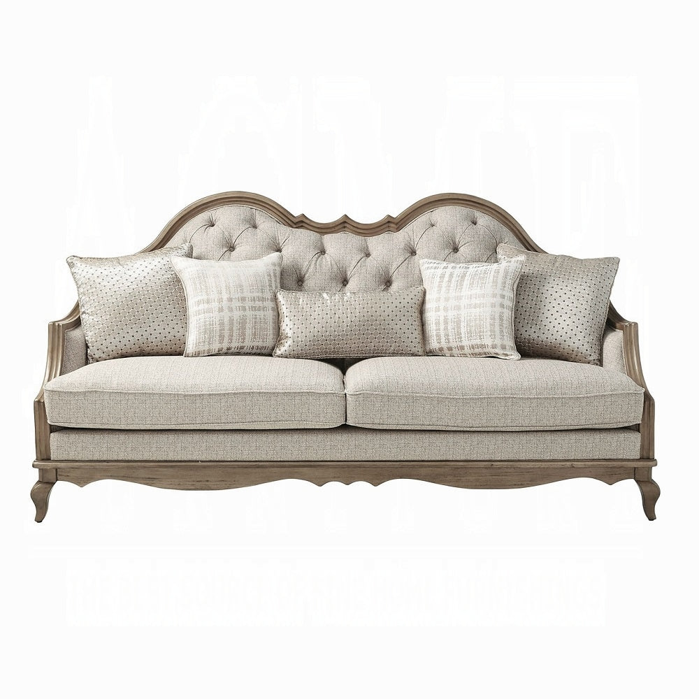 ACME Chelmsford 4-Piece Living Room Set Include Sofa w/ 5 Pillows, Loveseat w/ 2 Pillows, Chair w/ 1 Pillow and Coffee Table