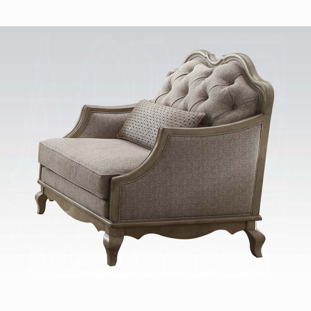 ACME Chelmsford 4-Piece Living Room Set Include Sofa w/ 5 Pillows, Loveseat w/ 2 Pillows, Chair w/ 1 Pillow and Coffee Table