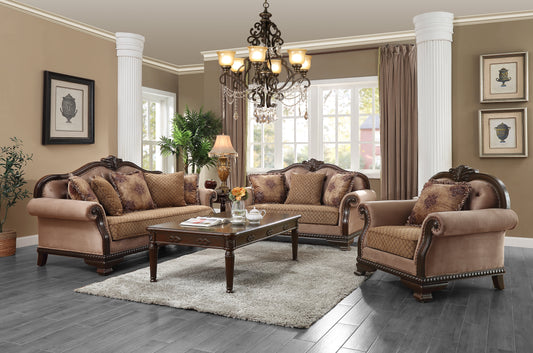 ACME Chateau De Ville Colletion 4-Piece Living Room Set Include Sofa, Loveseat, Chair and Coffee Table, Formal Furniture Set
