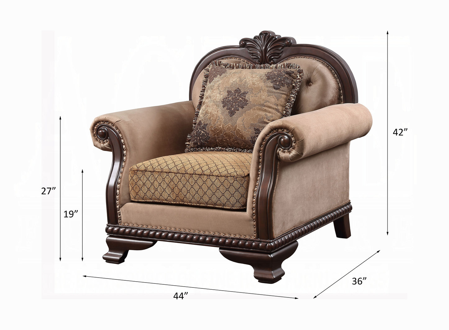 ACME Chateau De Ville Colletion 4-Piece Living Room Set Include Sofa, Loveseat, Chair and Coffee Table, Formal Furniture Set
