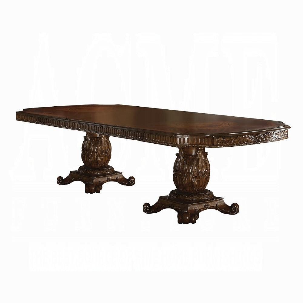 ACME Vendome 10PS Formal Dining Room Set Include 1 Dining Table, 6 Side Chairs, 2 Arm Chairs and 1 Buffet & Hutch, 8-Person Solid Wood Extendable Dining Set
