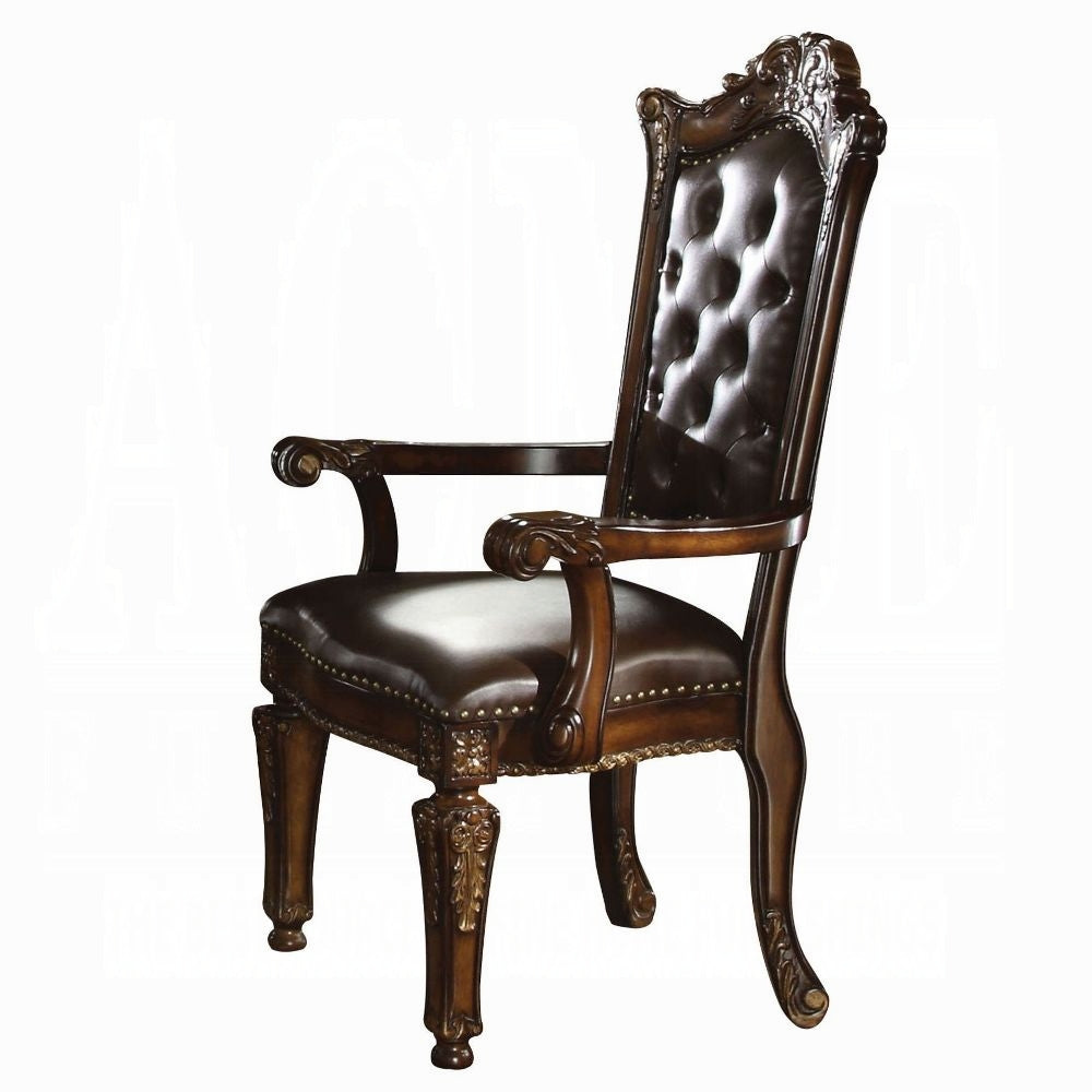 ACME Vendome 10PS Formal Dining Room Set Include 1 Dining Table, 6 Side Chairs, 2 Arm Chairs and 1 Buffet & Hutch, 8-Person Solid Wood Extendable Dining Set