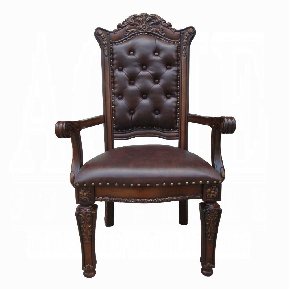 ACME Vendome 10PS Formal Dining Room Set Include 1 Dining Table, 6 Side Chairs, 2 Arm Chairs and 1 Buffet & Hutch, 8-Person Solid Wood Extendable Dining Set
