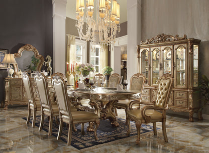 ACME Dresden 10-Piece Luxurious Formal Dining Table Set Kitchen Furniture Set Include 1 Extendable Dining Table, 6 Side Chairs, 2 Arm Chairs and Buffet & Hutch