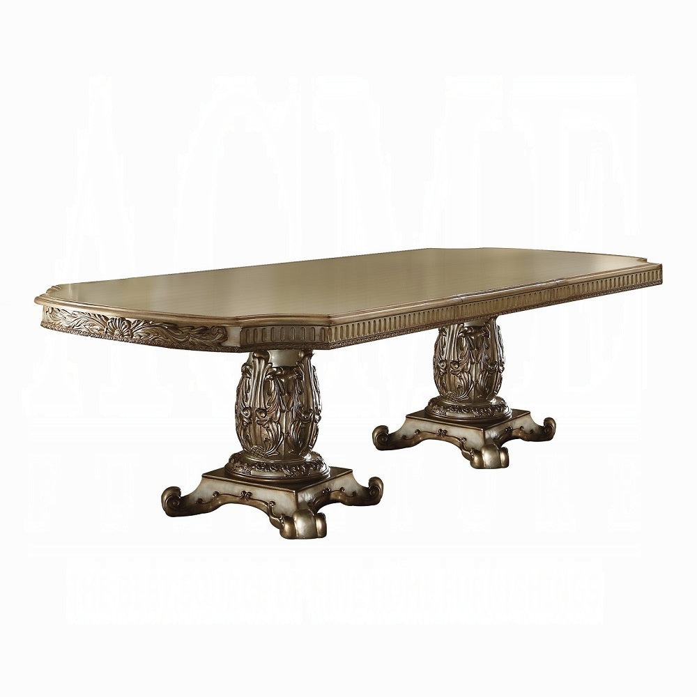 ACME Dresden 10-Piece Luxurious Formal Dining Table Set Kitchen Furniture Set Include 1 Extendable Dining Table, 6 Side Chairs, 2 Arm Chairs and Buffet & Hutch