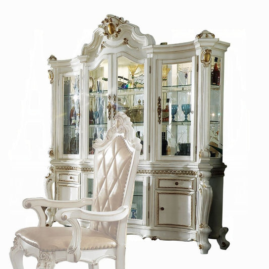ACME Picardy Buffet & Hutch Antique Pearl Finish 63464
