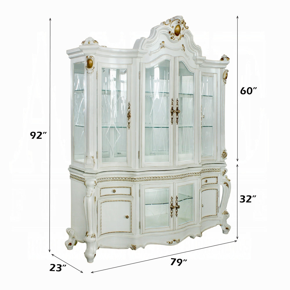 ACME Picardy Buffet & Hutch Antique Pearl Finish 63464