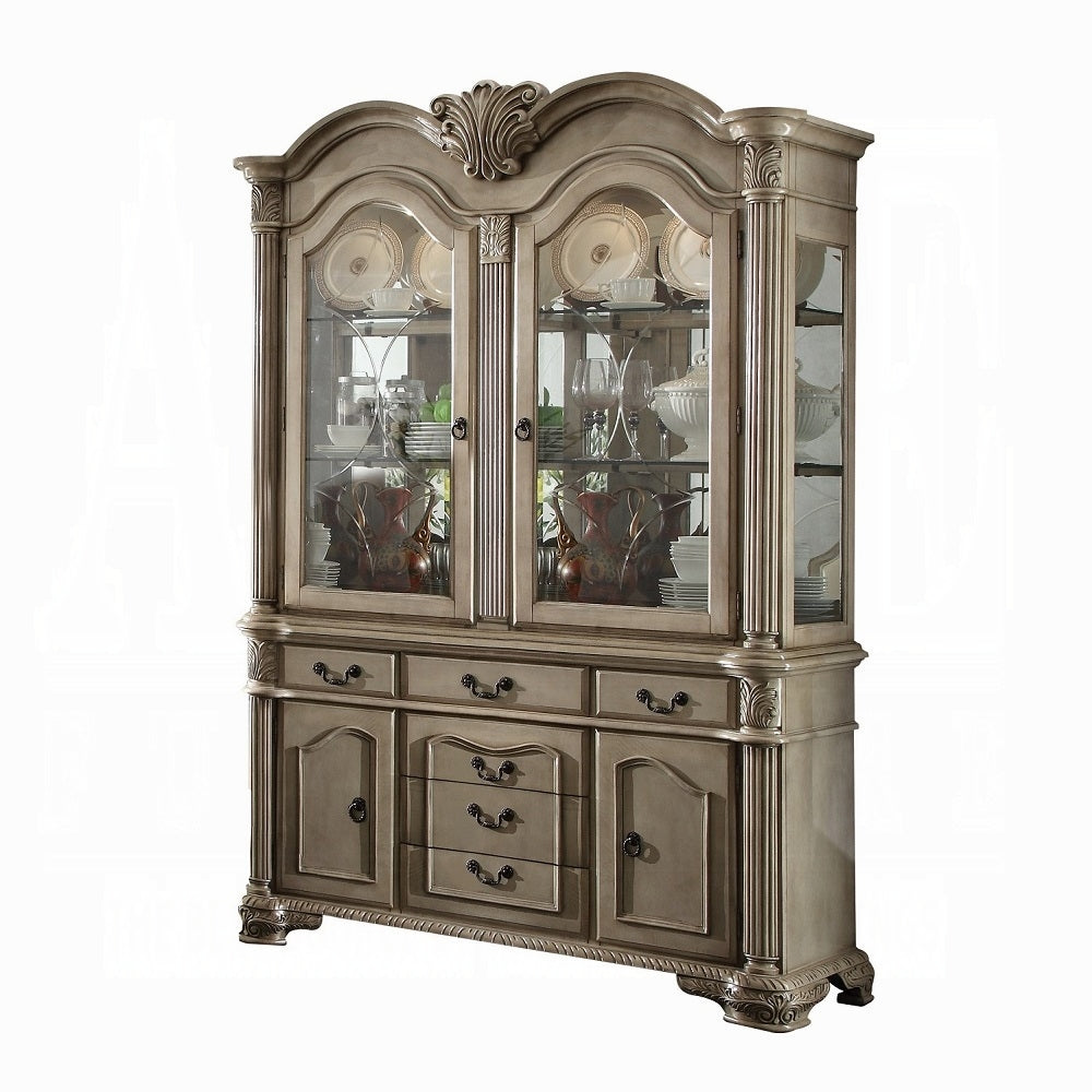 ACME Chateau De Ville 10-Piece Dining Set Include 1 Dining Extension Table, 6 Side Chairs, 2 Arm Chairs and 1 Buffet & Hutch