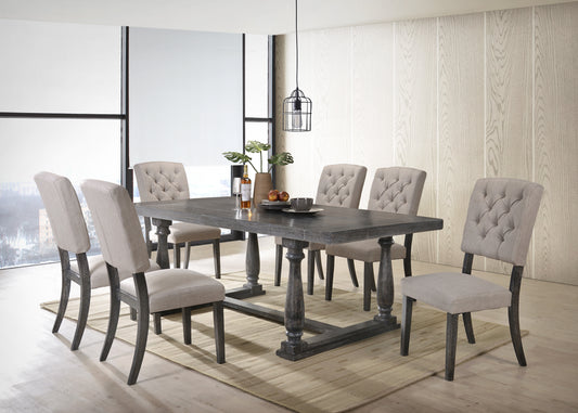 ACME Bernard 7-ps Casual Dining Table Set Include 1 Dining Table, 6 Side Chairs, 6 -Person Dining Set
