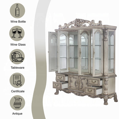 ACME Dresden 12-Piece Luxurious Formal Dining Table Set Kitchen Furniture Set Include 1 Extendable Dining Table, 8 Side Chairs, 2 Arm Chairs and Buffet & Hutch