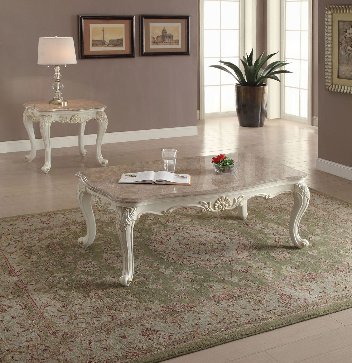 ACME Chantelle collection 4-Piece Living Room Set Include Sofa, Loveseat, Chair and Coffee Table, Formal Furniture Set
