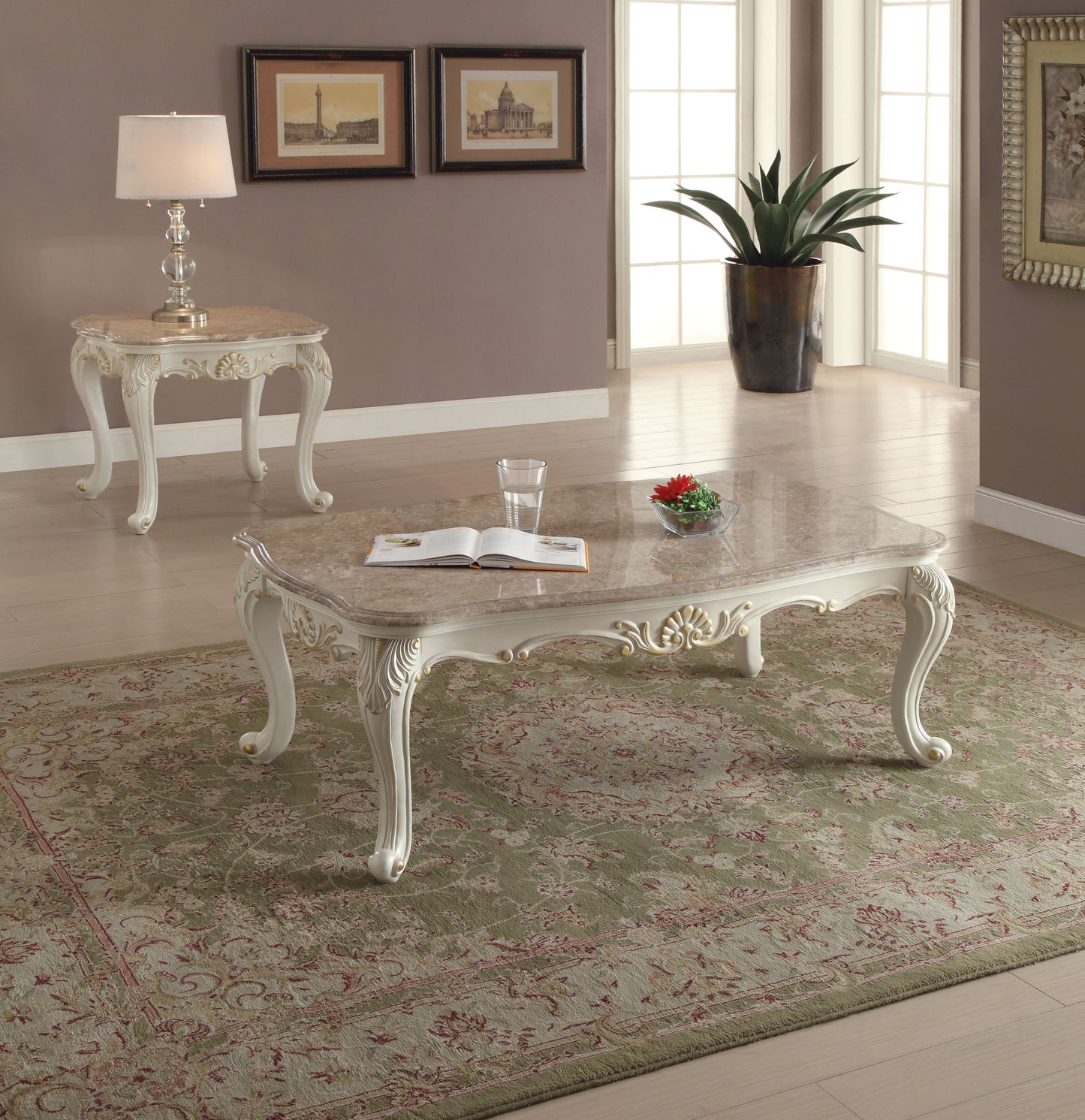 ACME Chantelle collection 4-Piece Living Room Set Include Sofa, Loveseat, Chair and Coffee Table, Formal Furniture Set
