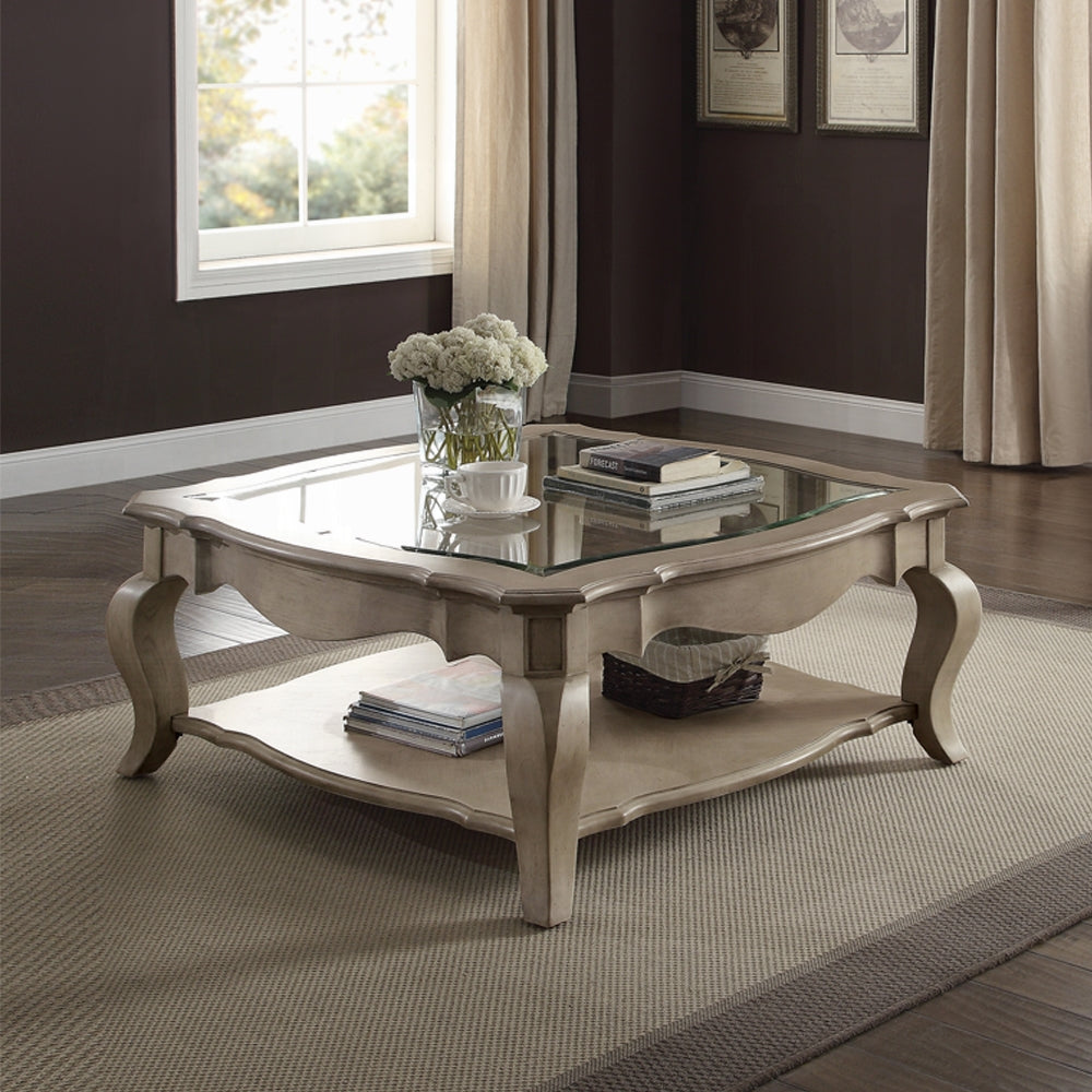 ACME Chelmsford 4-Piece Living Room Set Include Sofa w/ 5 Pillows, Loveseat w/ 2 Pillows, Chair w/ 1 Pillow and Coffee Table