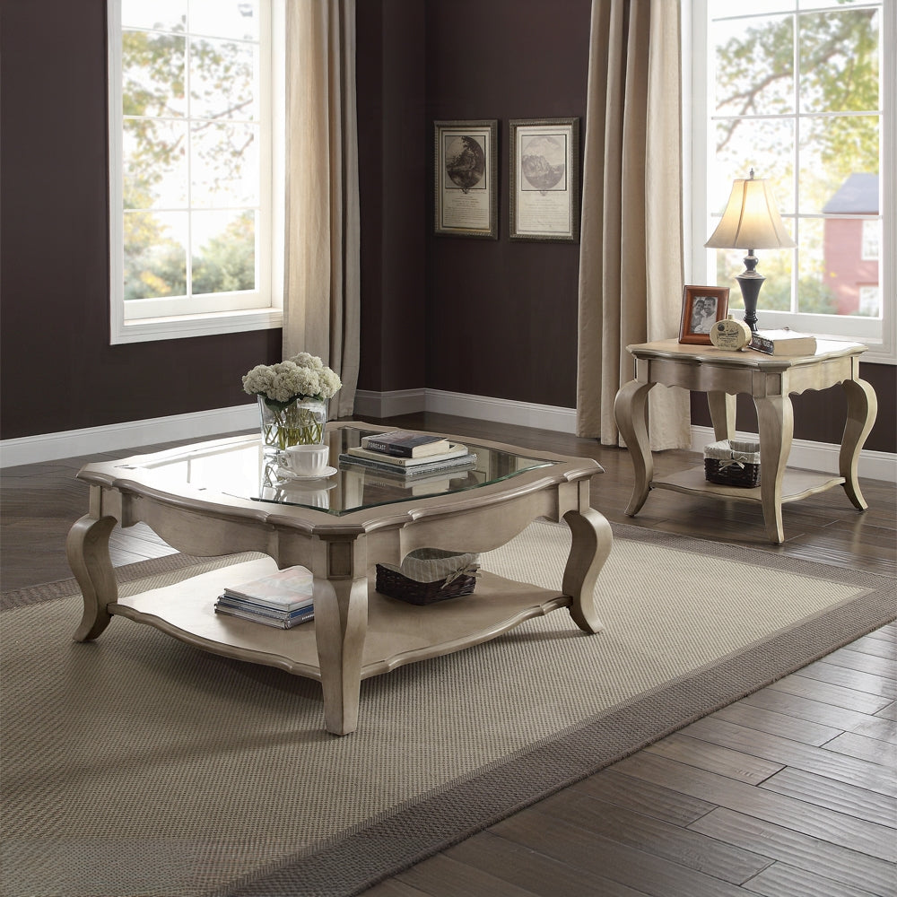 ACME Chelmsford 4-Piece Living Room Set Include Sofa w/ 5 Pillows, Loveseat w/ 2 Pillows, Chair w/ 1 Pillow and Coffee Table