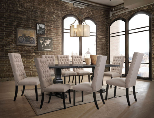 ACME Morland 9-ps Dining Table Set Includes 1 Dining Table and 8 Side Chairs, Set for 8-Person
