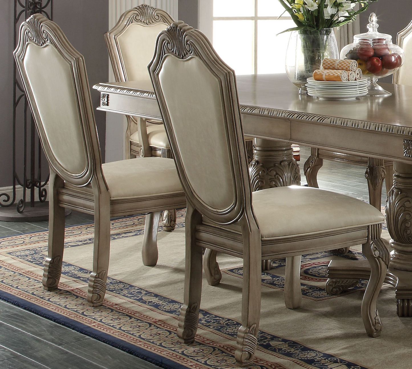 ACME Traditional 9-Piece Dining Room Set with Dining Extendable Table, 6 Side Chairs and 2 Arm Chairs, Set for 8 Persons