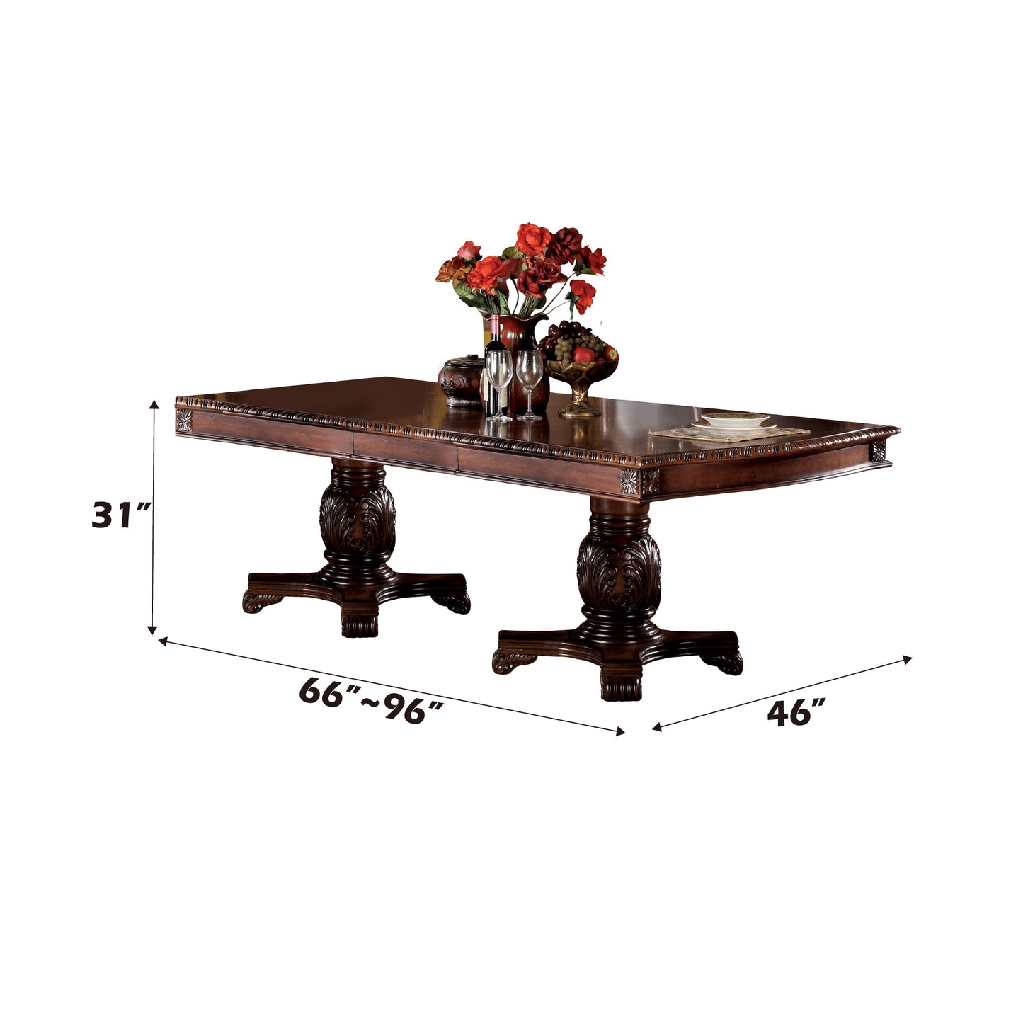 ACME Chateau De Ville 10-Piece Dining Set Include 1 Dining Extension Table, 6 Side Chairs, 2 Arm Chairs and 1 Buffet & Hutch