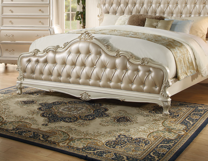 ACME Chantelle 6 Piece Luxury Bedroom Set Includes Bed, Dresser, Chest, 2 x Nightstand and Mirror, Boxspring Required