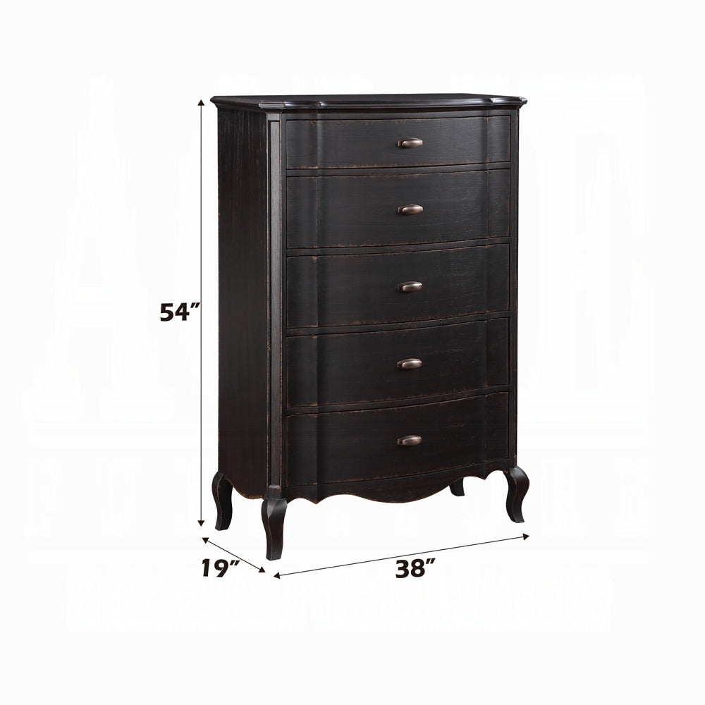 ACME Chelmsford 6-Piece Contemporary Solid Wood Bedroom Set Includes Panel Bed, Assembled Dresser, Assembled Chest, 2xAssembled Nightstand and Mirror, Box Spring Required