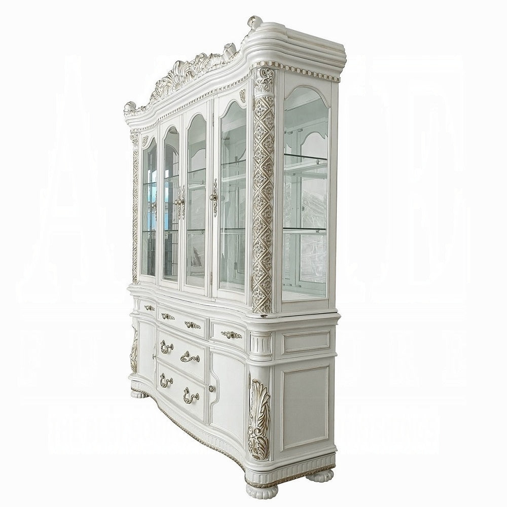 ACME Vendome Buffet & Hutch Antique Pearl Finish DN01350