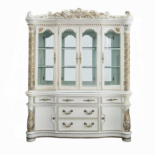 ACME Vendome Buffet & Hutch Antique Pearl Finish DN01350