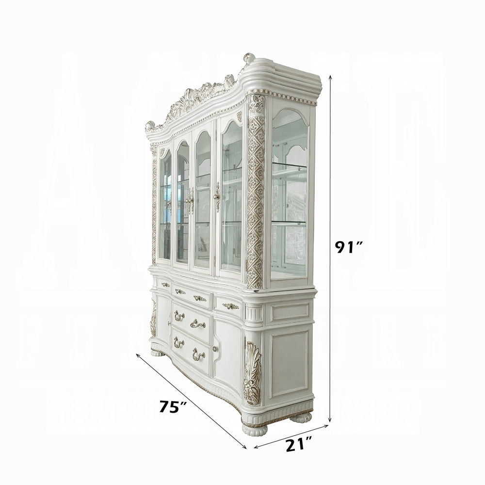 ACME Vendome Buffet & Hutch Antique Pearl Finish DN01350