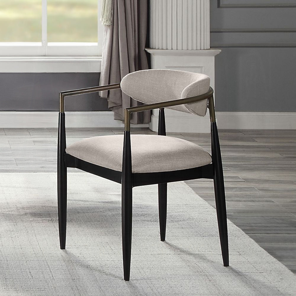 ACME Jaramillo 5-Piece Dining Set Round Dining Table W/Engineered Marble and 4 Chairs