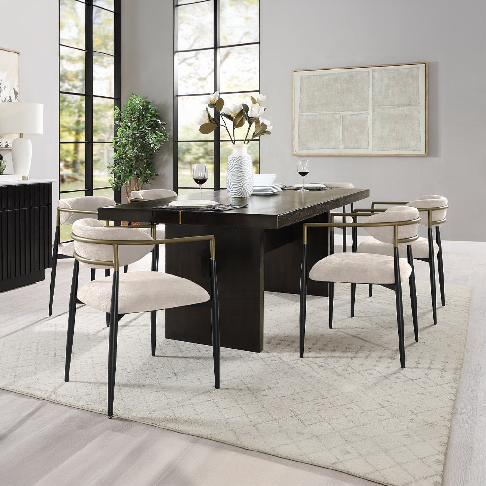 ACME Jaramillo 7-Piece Wooden Dining Table Set for 6 Including 1 Table and 6 Chairs