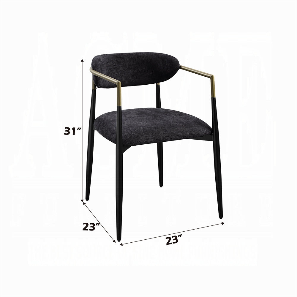 ACME Jaramillo 7-Piece Dining Set Round Dining Table W/Engineered Marble and 6 Chairs