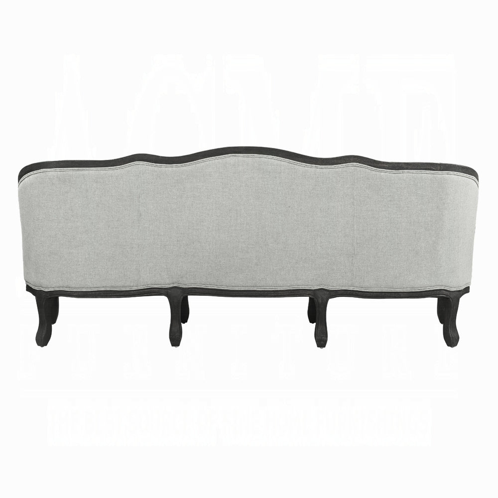 ACME Samael Colletion 3-Piece Living Room Set Include Sofa, Loveseat and Chair, Gray Linen & Dark Brown Finish