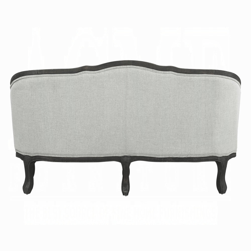 ACME Samael Colletion 3-Piece Living Room Set Include Sofa, Loveseat and Chair, Gray Linen & Dark Brown Finish