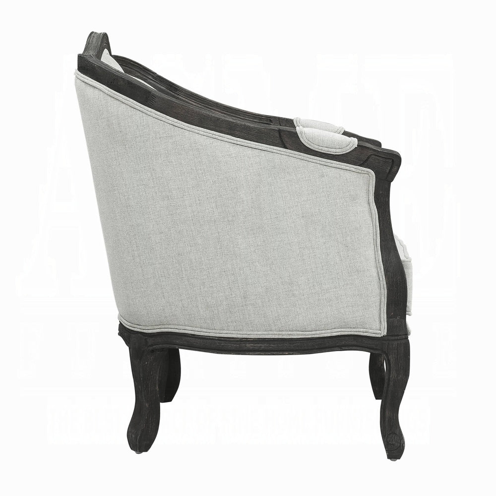 ACME Samael Colletion 3-Piece Living Room Set Include Sofa, Loveseat and Chair, Gray Linen & Dark Brown Finish