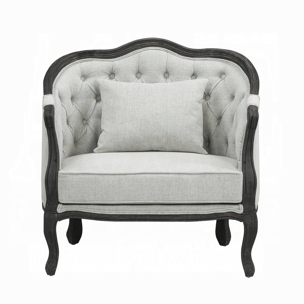 ACME Samael Colletion 3-Piece Living Room Set Include Sofa, Loveseat and Chair, Gray Linen & Dark Brown Finish