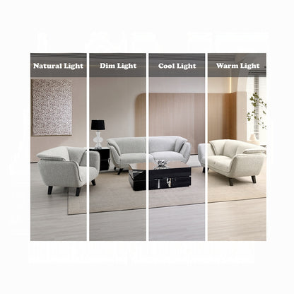 ACME Nayeli 4-Piece Living Room Set Include Sofa, Loveseat, Chair and Coffee Table, Light Gray Boucle