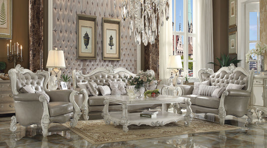 ACME Versailles Collection Luxury 4-Piece Living Room Set, Including Sofa, Loveseat, Chair and Coffee Table, Bone White