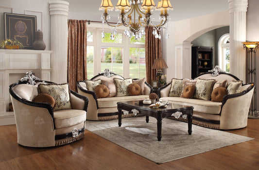 ACME Ernestine 4-Piece Living Room Set Include Sofa w/ 7 Pillows, Loveseat w/ 5 Pillows, Chair w/ 2 Pillows and Coffee Table
