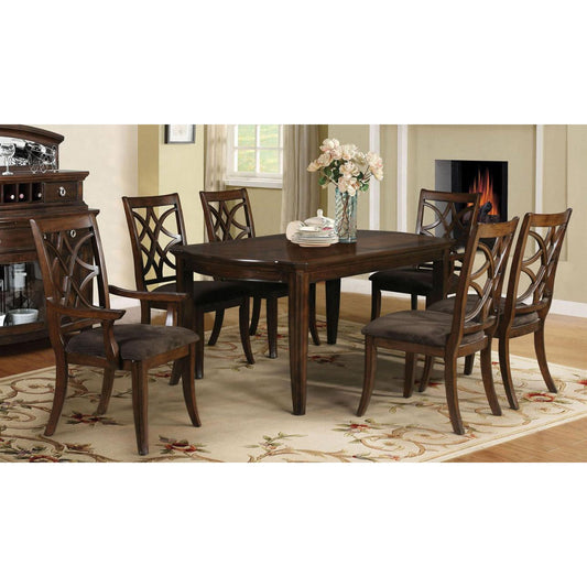 ACME Dark Walnut Wood Dining Table Set 7Pcs with Leaf Acme Furniture 60255 Keenan