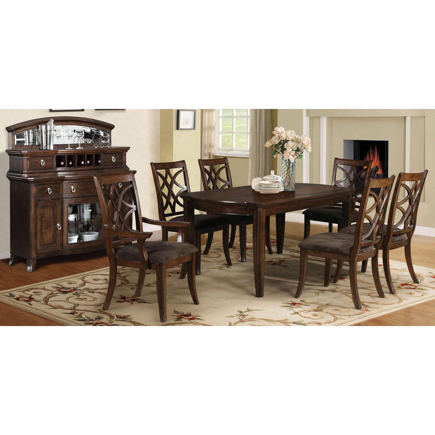 ACME Dark Walnut Wood Dining Table Set 7Pcs with Leaf Acme Furniture 60255 Keenan