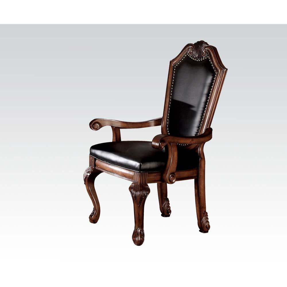 ACME Cherry Finish Extendable Dining Table Set 7Pcs Include 1 Extendable Dining Table 4 Side Chairs and 2 Arm Chairs