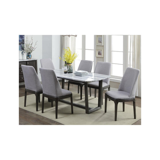 ACME Marble Top & Weathered Gray 7pcs Dining Table Set by Acme Madan DN00059-7pcs
