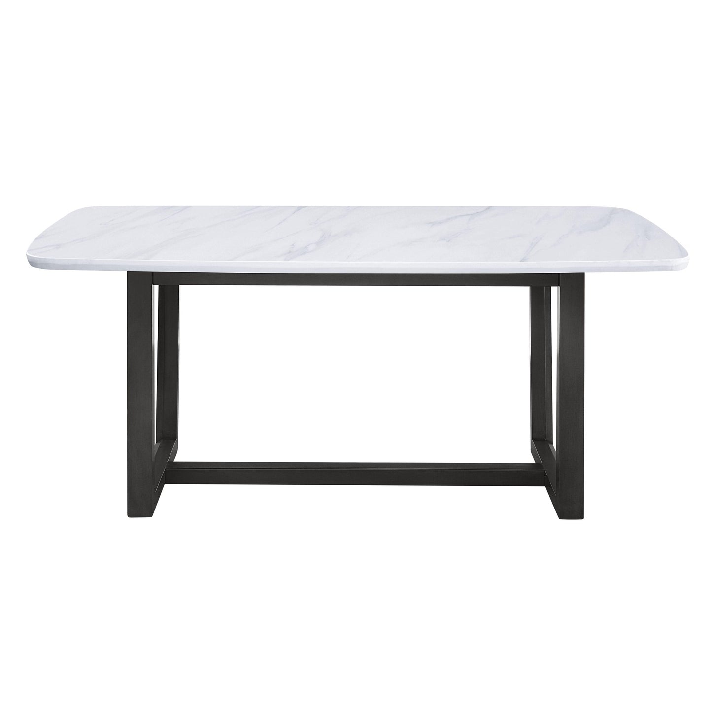 ACME Marble Top & Weathered Gray 7pcs Dining Table Set by Acme Madan DN00059-7pcs