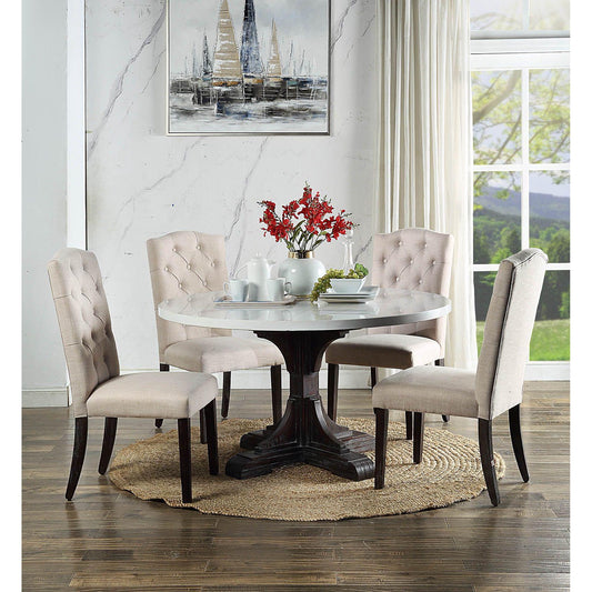 ACME Rustic White Marble & Espresso Dining Table Set by Acme Gerardo DN00090-5pcs