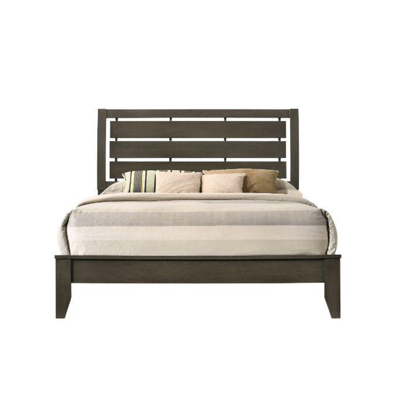 Ilana Contemporary Gray Queen Bed Set 6PCS Includes Bed, 2 Nightstands, Dresser, Chest and Mirror